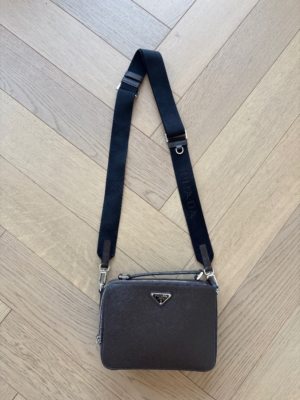 Prada Brique Medium Saffiano Leather Bag